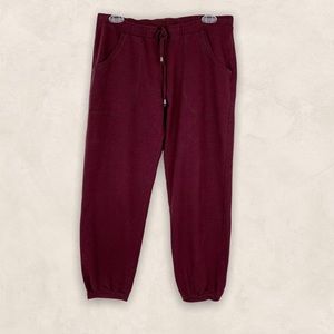 Rituals Cropped Jogger Sweatpants in Wine Size S
